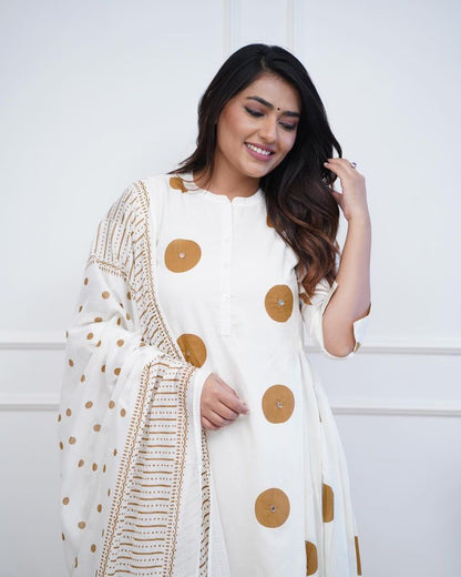 Elegant Mul Cotton Kurta Set with Dupatta